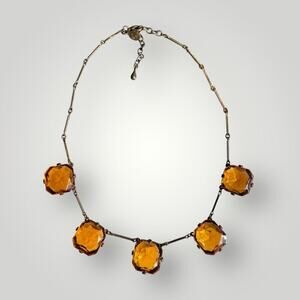 Vintage KJL Faceted Amber Glass Necklace – Signed © KJL 16-18 inch